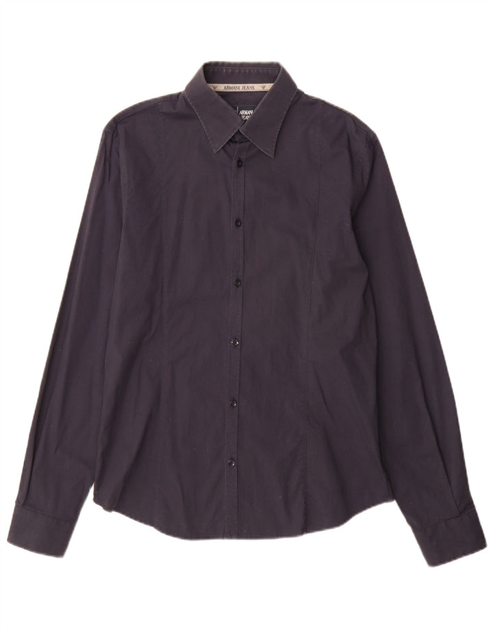 Armani Jeans Chemise Homme Bleu Marine Moyen Coton