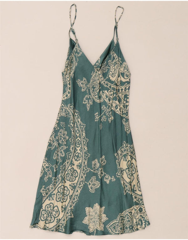 Zara Womens Slip Dress UK 6 XS Green Paisley Viscose