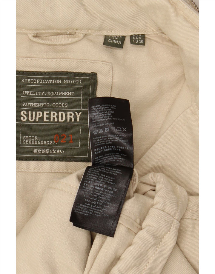 Superdry Veste utilitaire surdimensionnée crop pour femme UK 8 petit coton beige