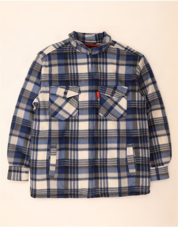 Vintage Mens Fleece Lumberjack Shirt XL Blue Plaid Polyester