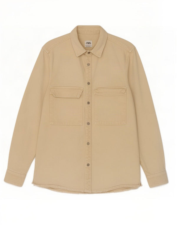 Zara Chemise En Jean Coupe Relax Homme Blanc Cassé Moyen