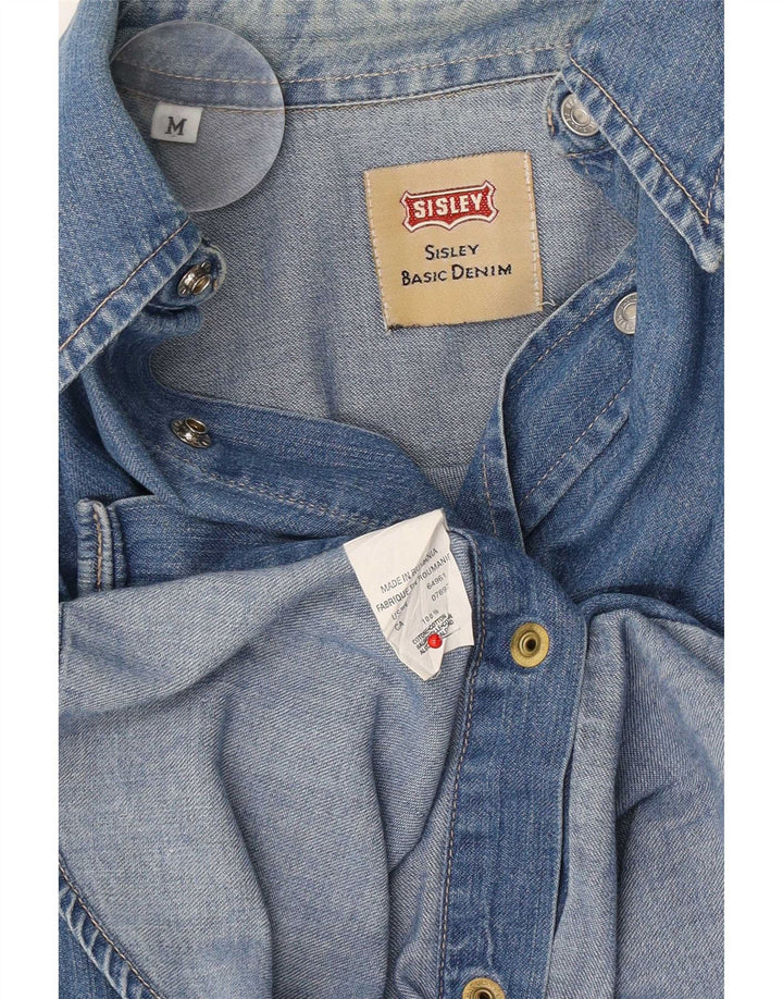 Sisley Chemise En Jean Bleu Moyen Coton