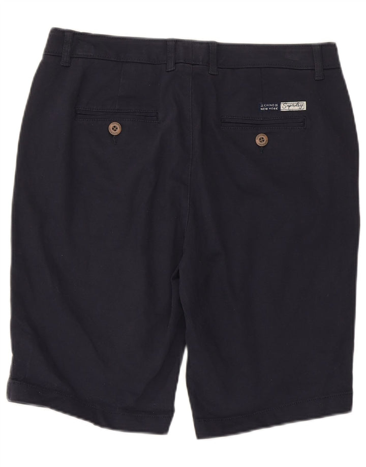 SUPERDRY Short Chino Femme UK 10 Small W30 Bleu Marine Coton