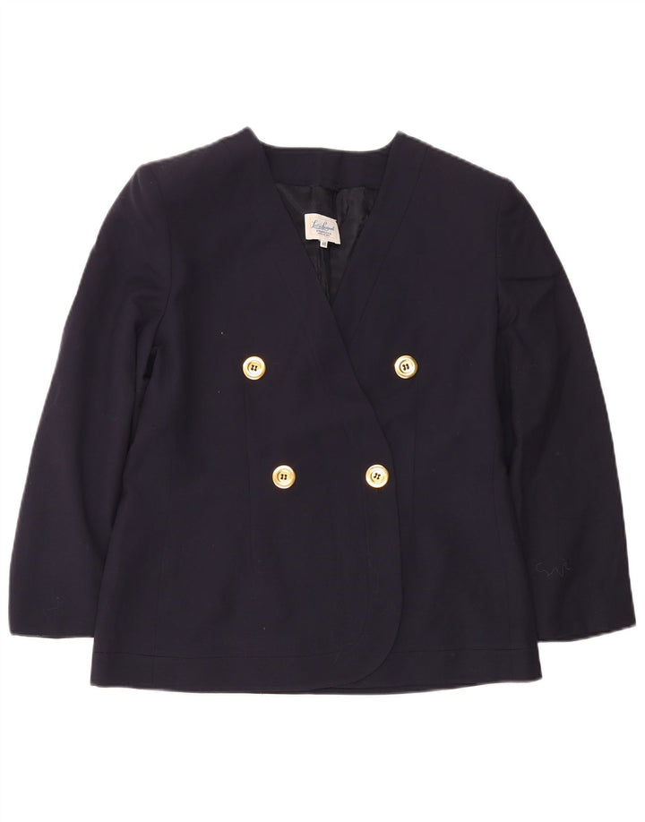 Luisa Spagnoli Veste blazer croisée pour femme IT 46 Large Bleu marine