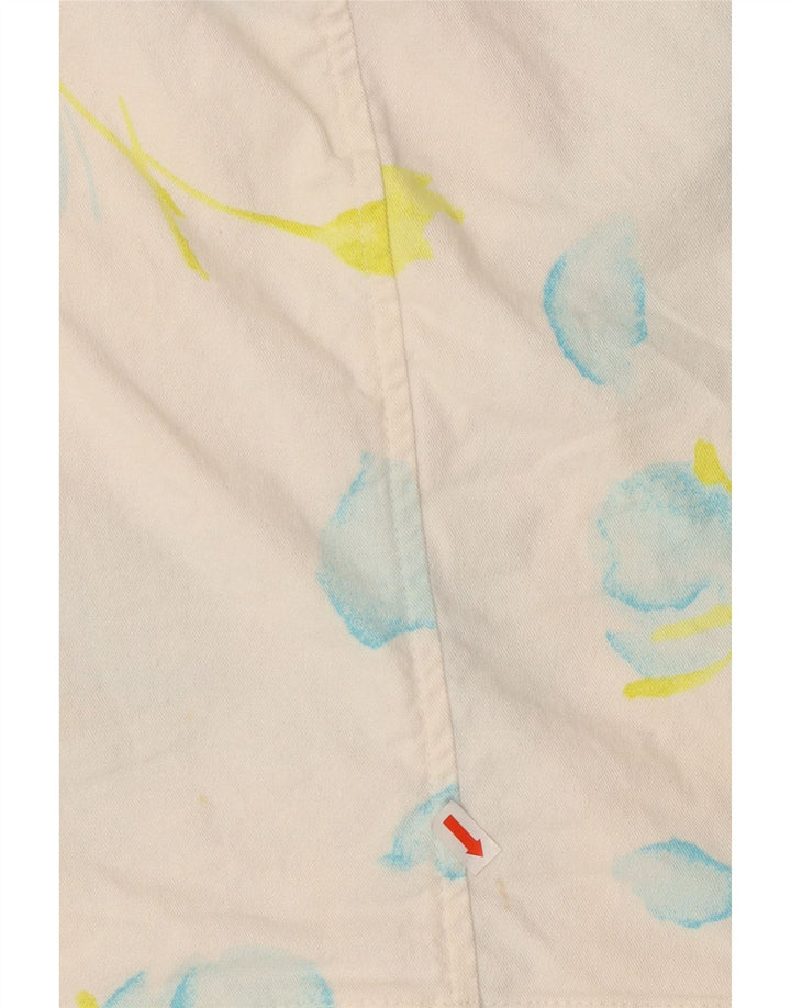 FORT & MADOX Jupe en jean pour femme W26 Petit motif floral blanc cassé