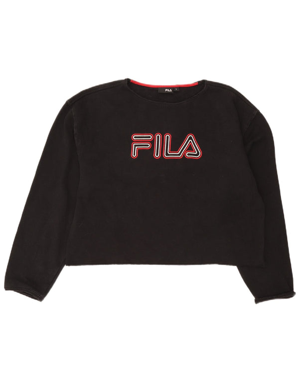 Fila Womens Crop Graphic Sweatshirt Jumper UK 16 Grand Noir