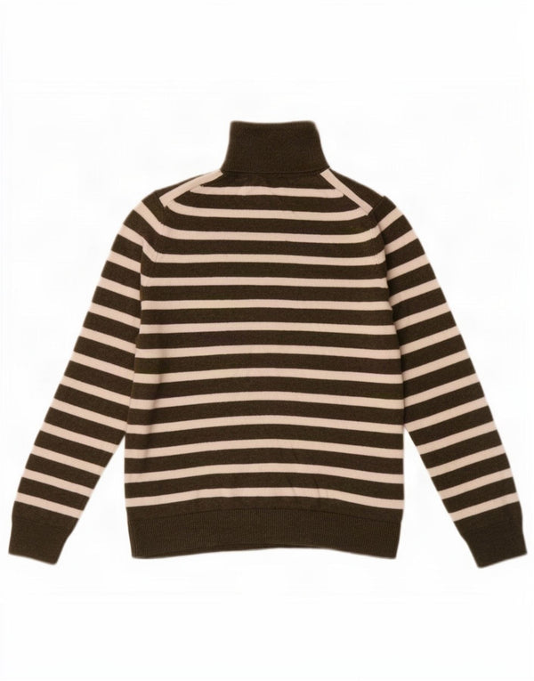 Massimo Dutti Pull col roulé pour femme UK 12 Medium Kaki Rayé