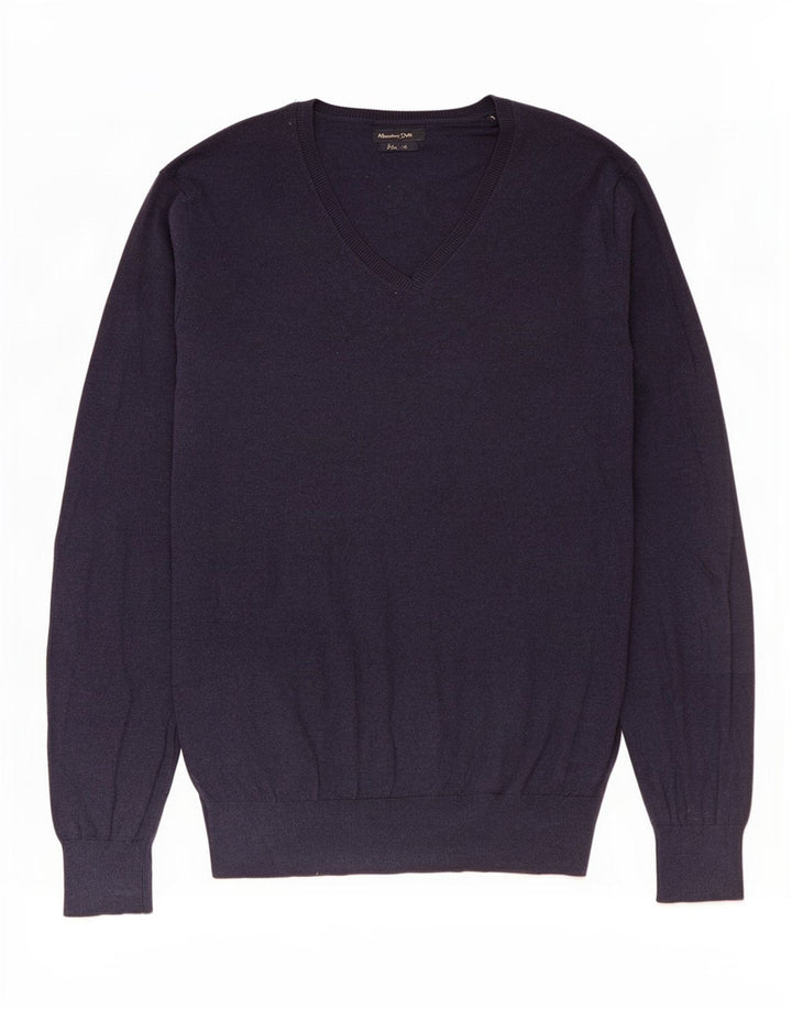Massimo Dutti Pull Col V Homme Bleu Marine Moyen