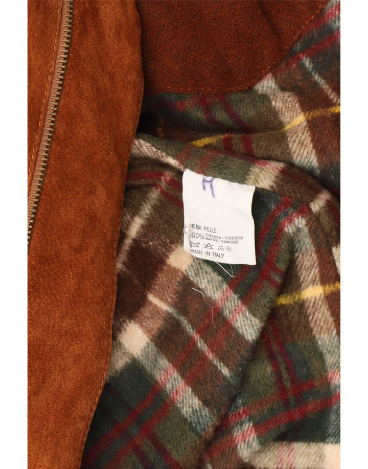 vintage Mens Suede Overcoat IT 48 Cuir Marron Moyen