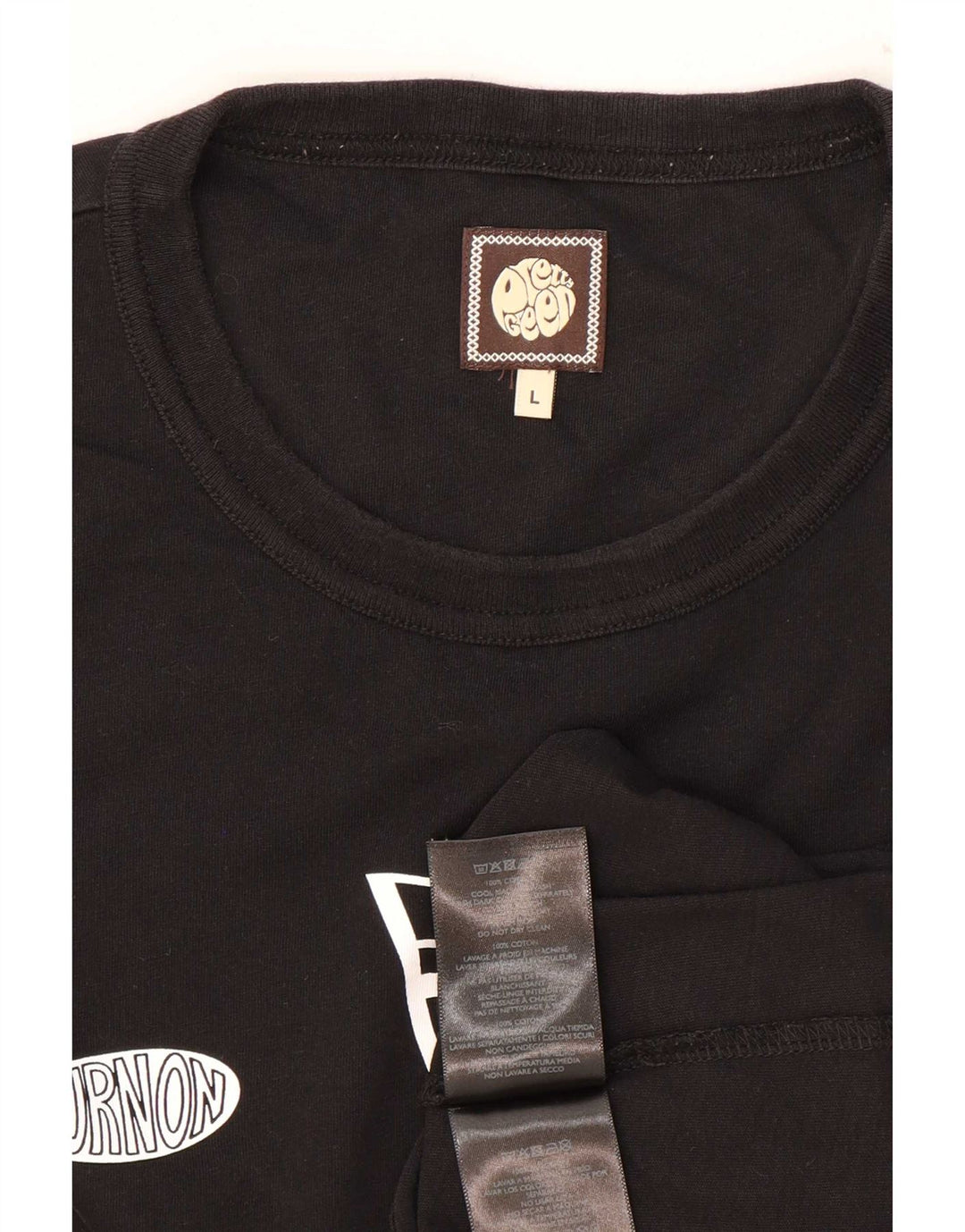 Pretty Green Haut graphique à manches longues pour homme en coton noir