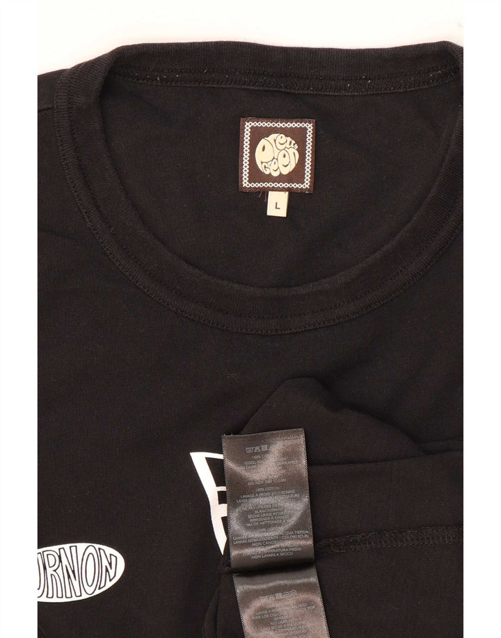 Pretty Green Haut graphique à manches longues pour homme en coton noir