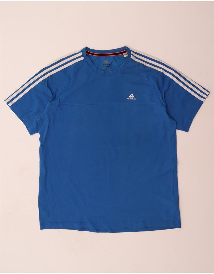 ADIDAS Hommes Climalite T-Shirt Haut Grand Bleu Coton