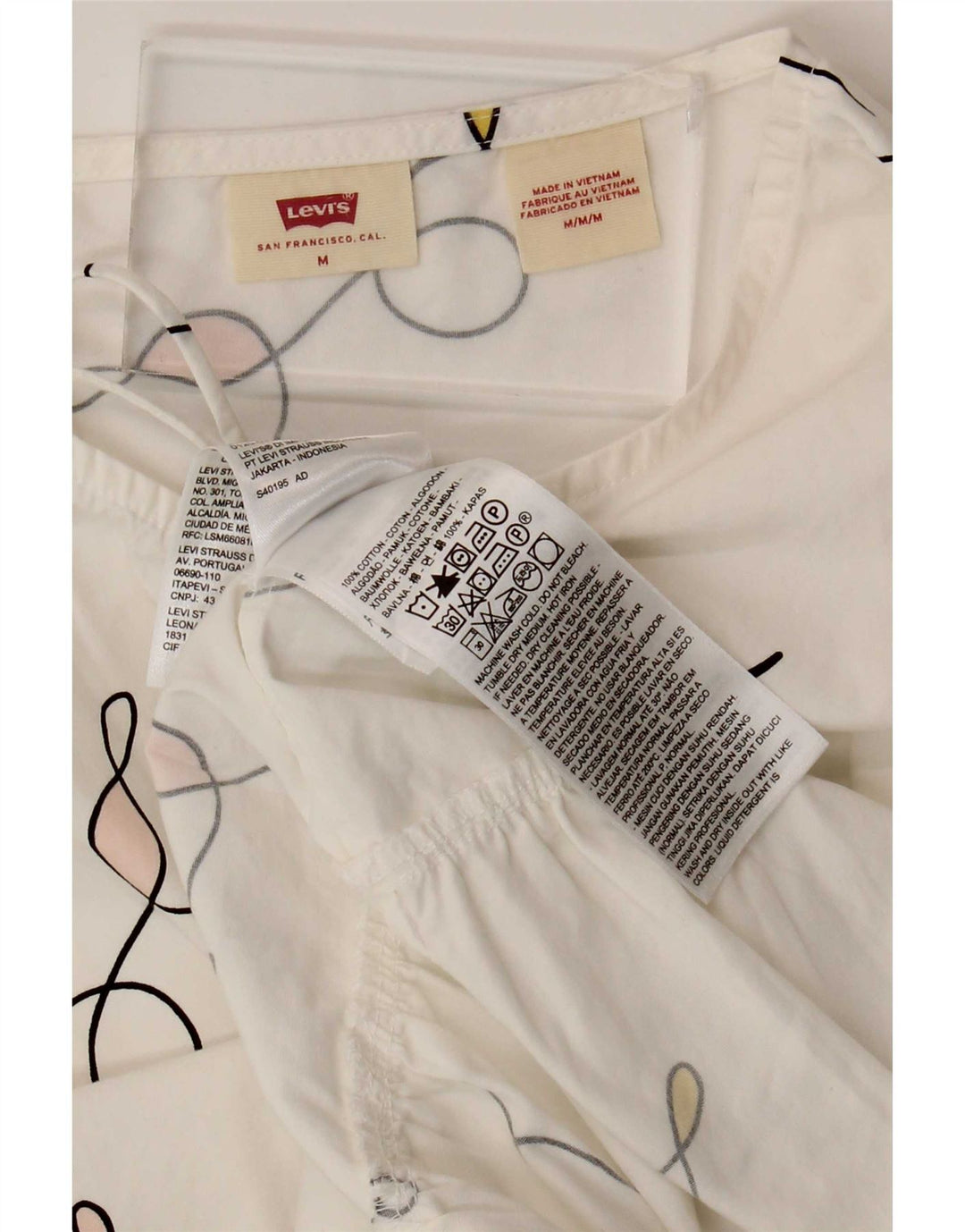 Levi's Robe tente surdimensionnée à motif abstrait pour femme UK 14 Blanc moyen