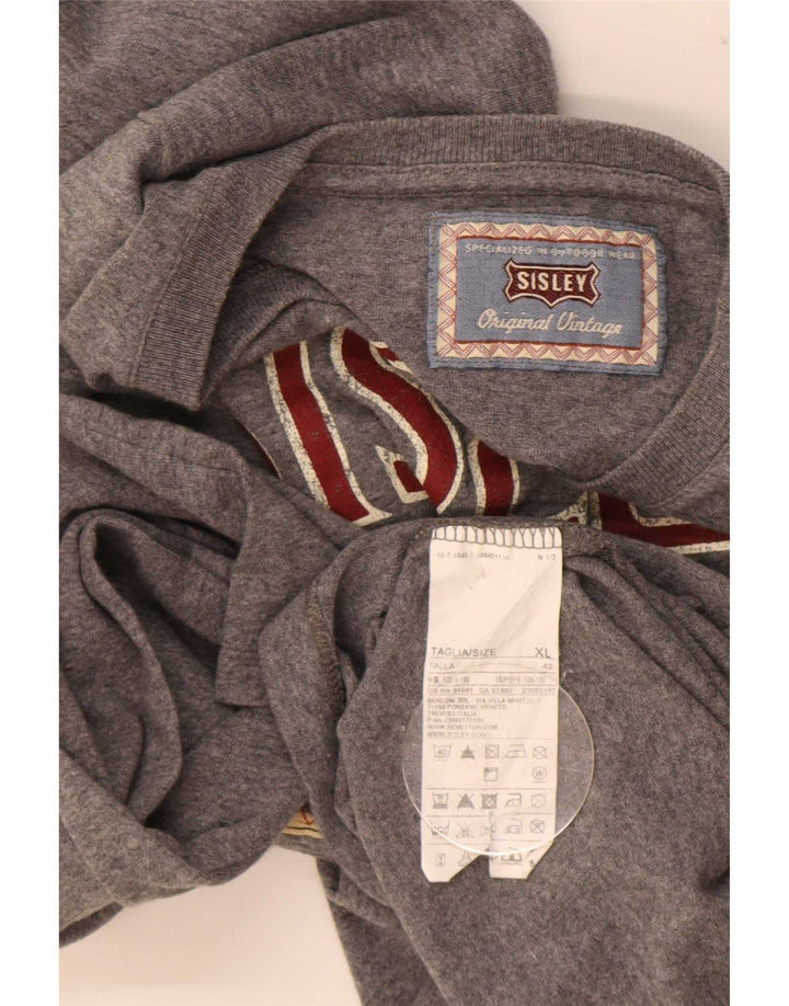 Sisley Haut Graphique Manches Longues XL Gris Coton Homme