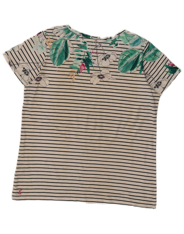 Joules Womens Graphic T-Shirt Top UK 14 Large Blanc Rayé