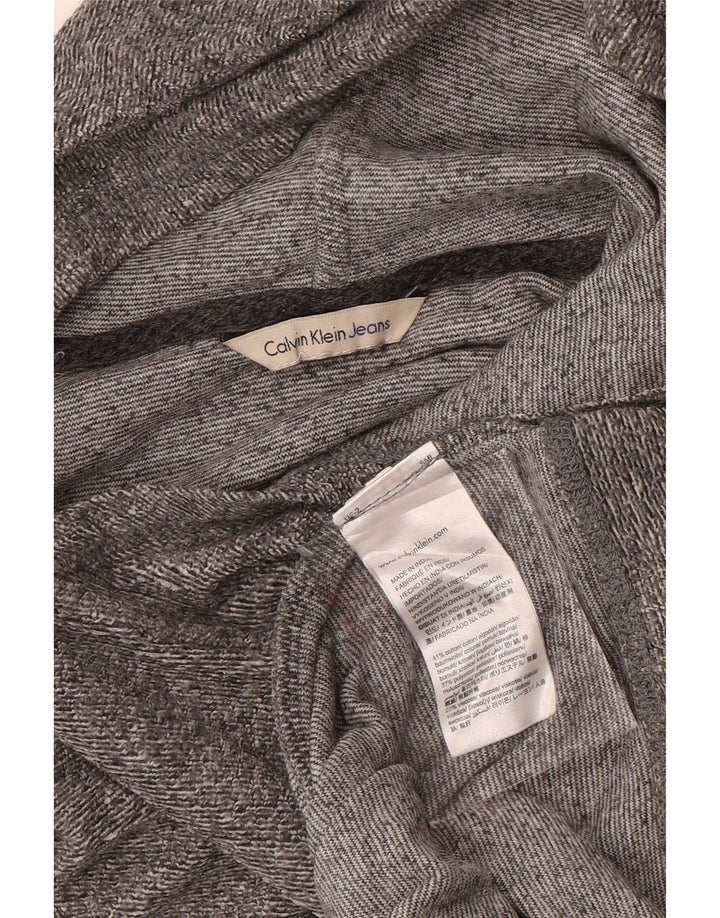 CALVIN KLEIN JEANS Pull à capuche pour femme UK 14 Gris moyen chiné en coton