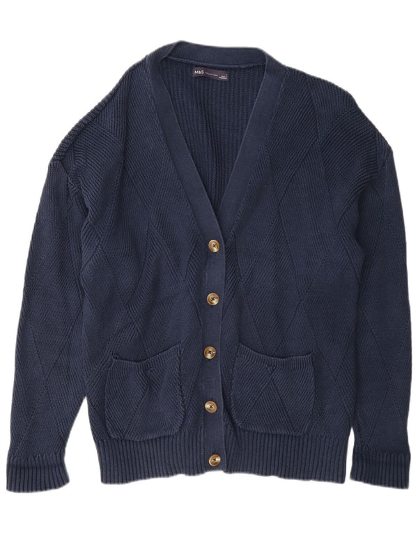Marks & Spencer Cardigan pour femme en coton bleu marine UK 16 Large