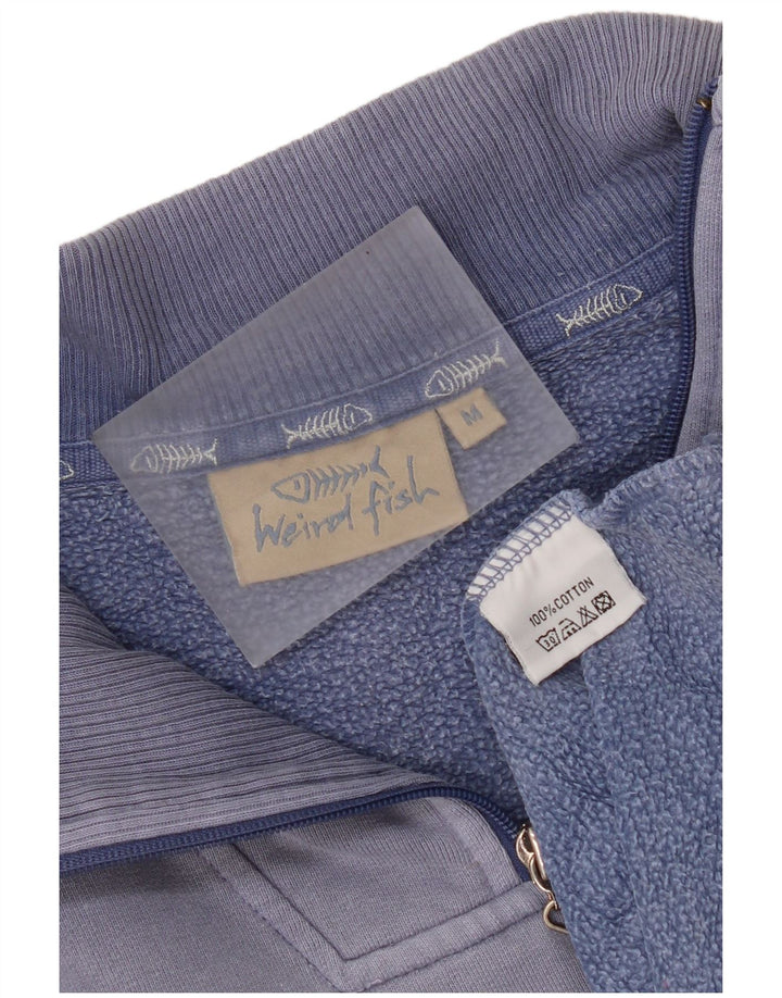 Weird Fish Sweat-Shirt Col Zippé Homme Bleu Moyen Coton