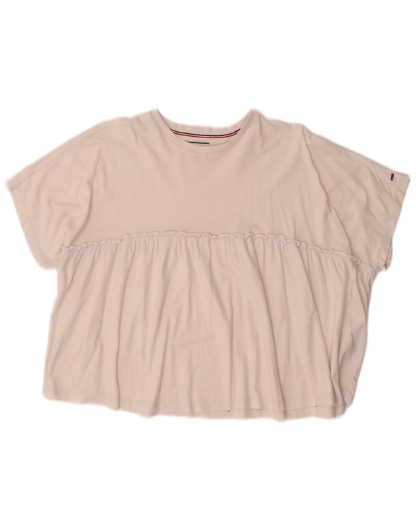 Tommy Hilfiger Womens Crop Oversized T-Shirt Top UK 10 Small Off White