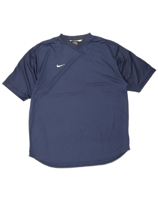 Nike T-shirt pour homme UK 45/47 XL Bleu marine Colorblock Polyester