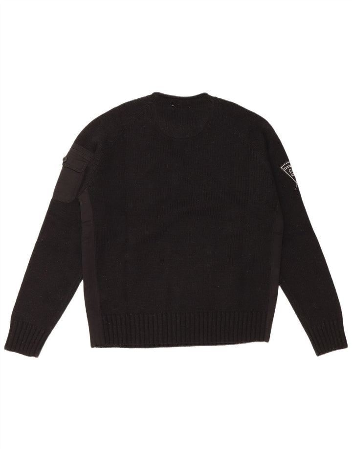 Gas Pull à col rond pour homme en laine noire Taille L