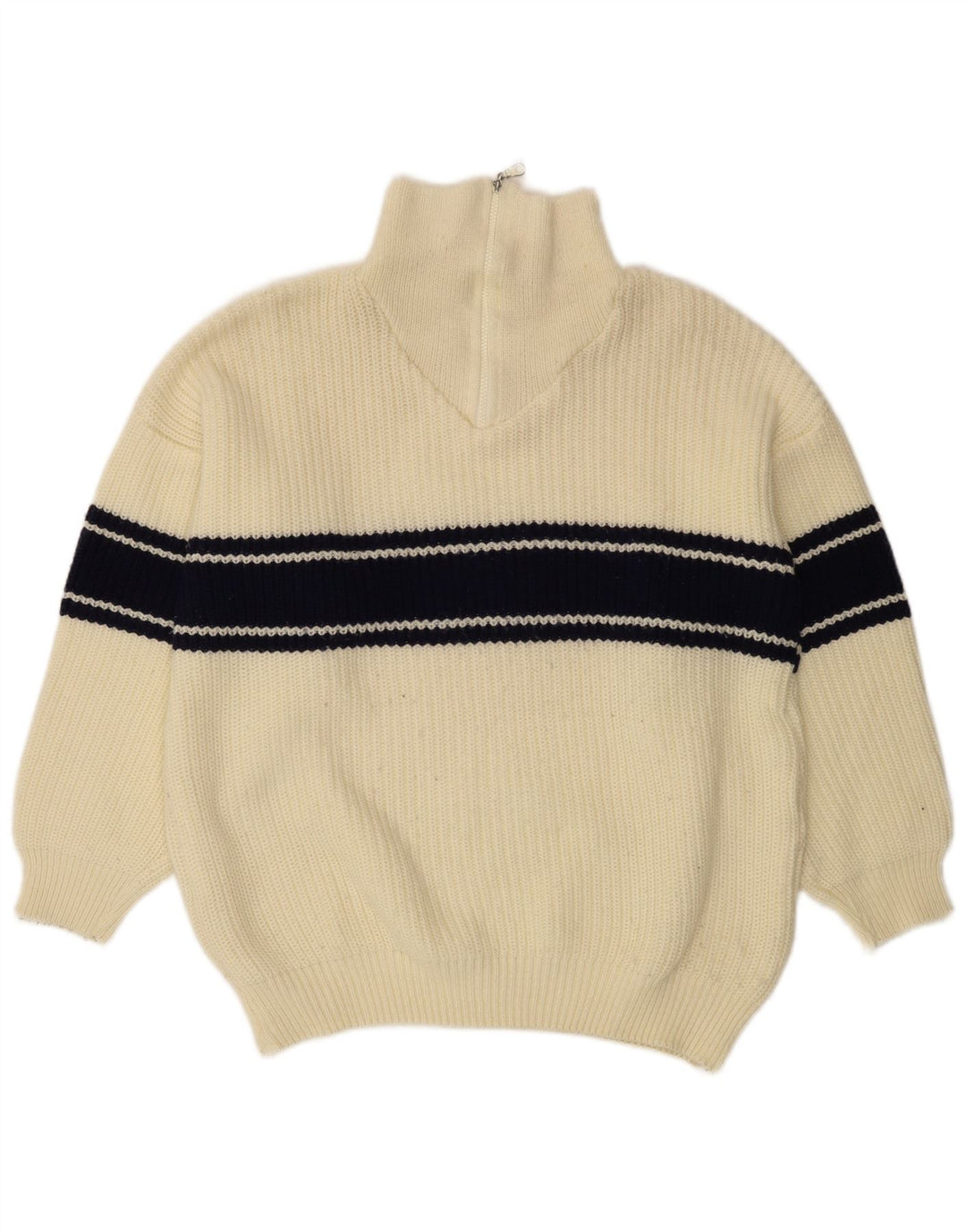Ideal Pull à col zippé pour homme Large Blanc cassé Colourblock