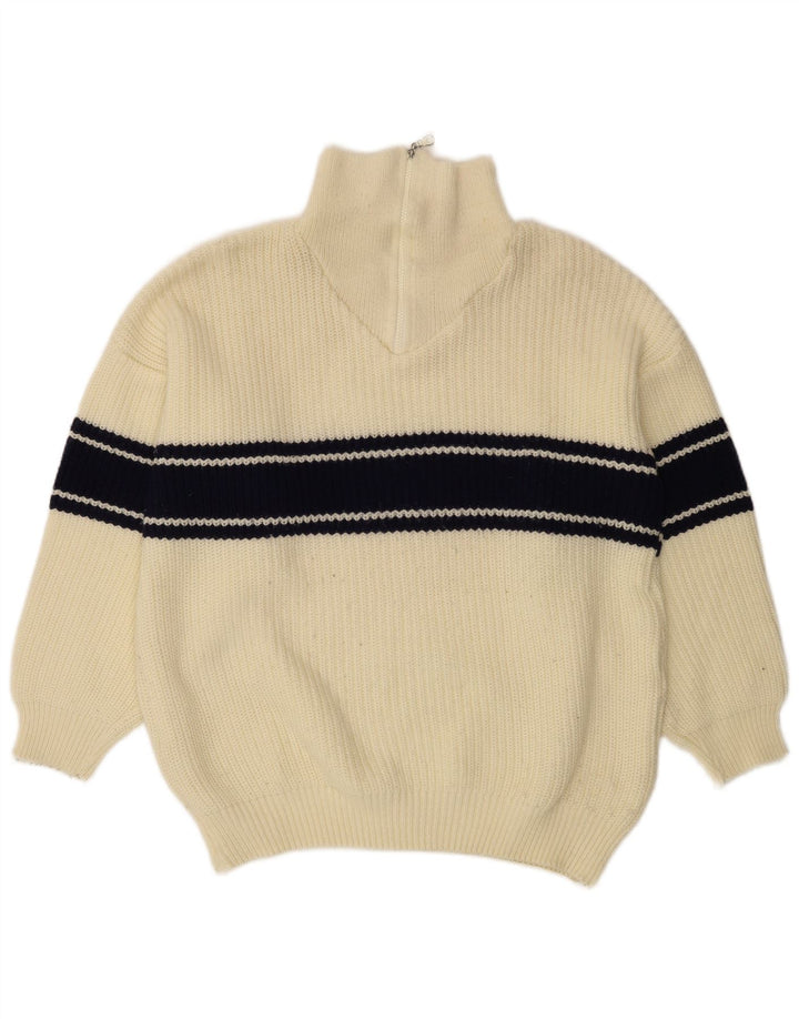 Ideal Pull à col zippé pour homme Large Blanc cassé Colourblock