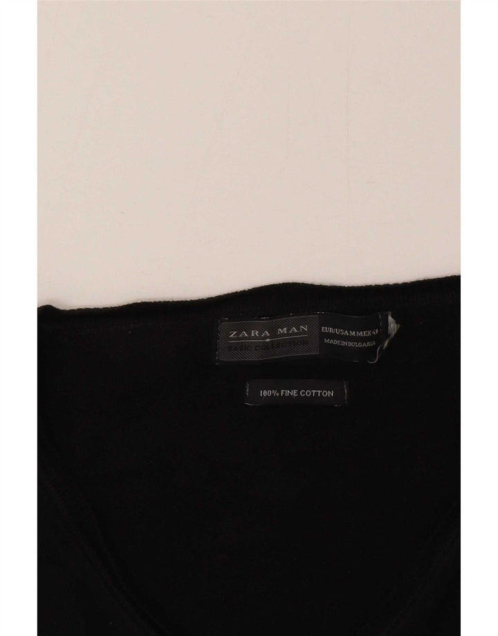 Zara Pull Col V Homme Noir Moyen