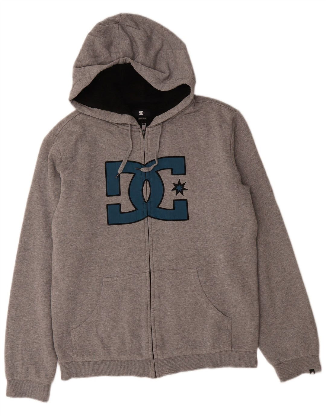 DC Pull à capuche zippé graphique pour hommes, petit coton gris