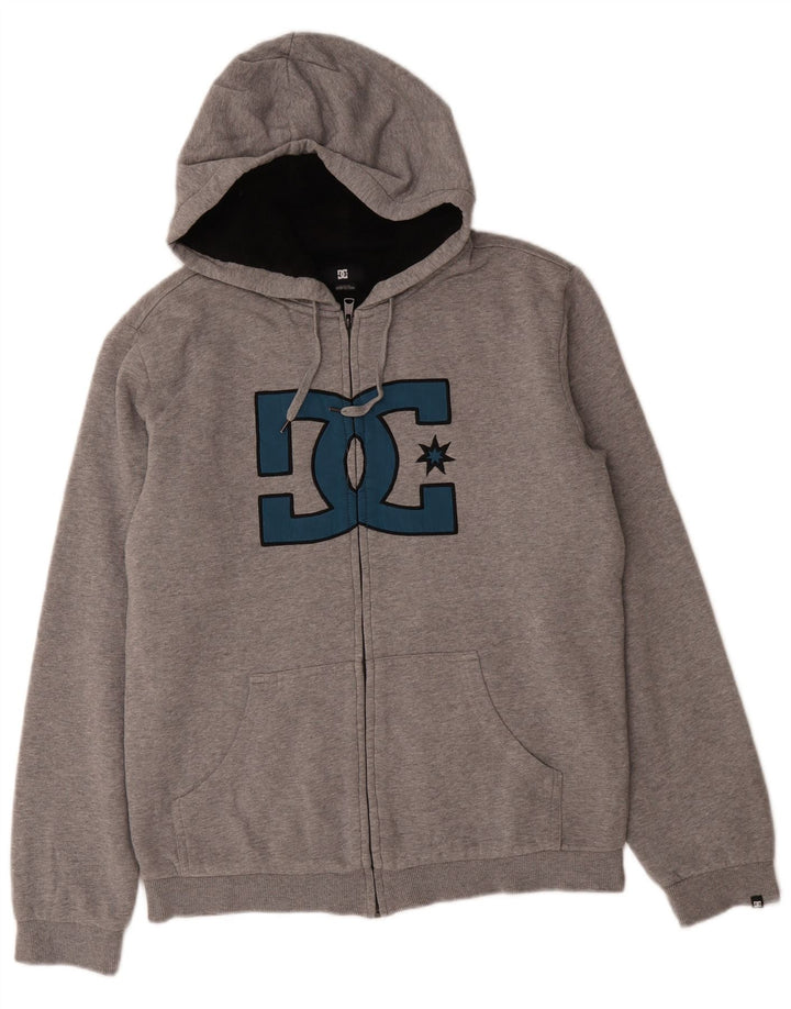 DC Pull à capuche zippé graphique pour hommes, petit coton gris