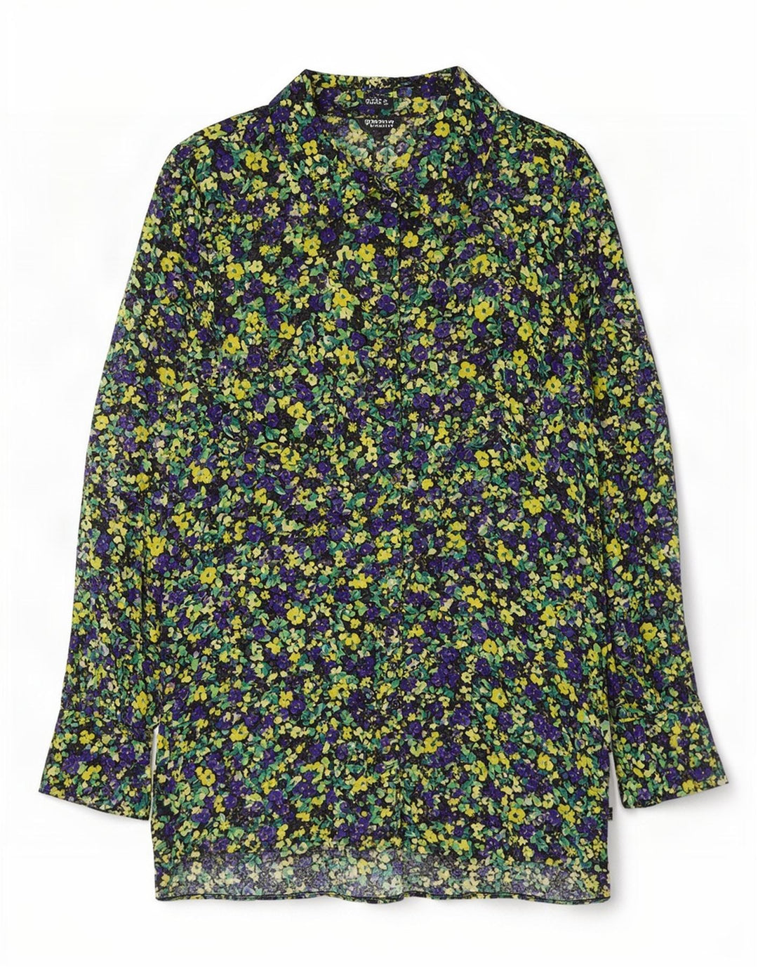 Zara Femme Chemisier UK 10 Petite Viscose Florale Multicolore