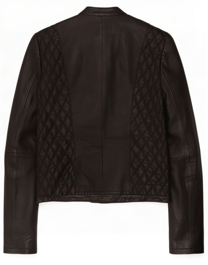 Zara Veste motard pour femme UK 10 Petit cuir noir