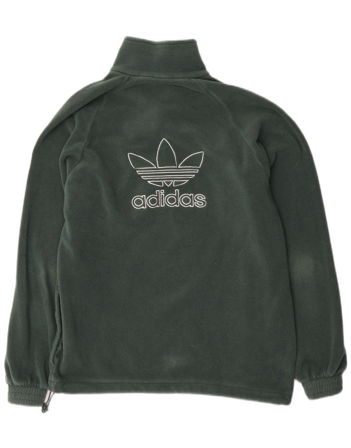 Adidas Pull polaire à col zippé pour homme Petit vert Polyester