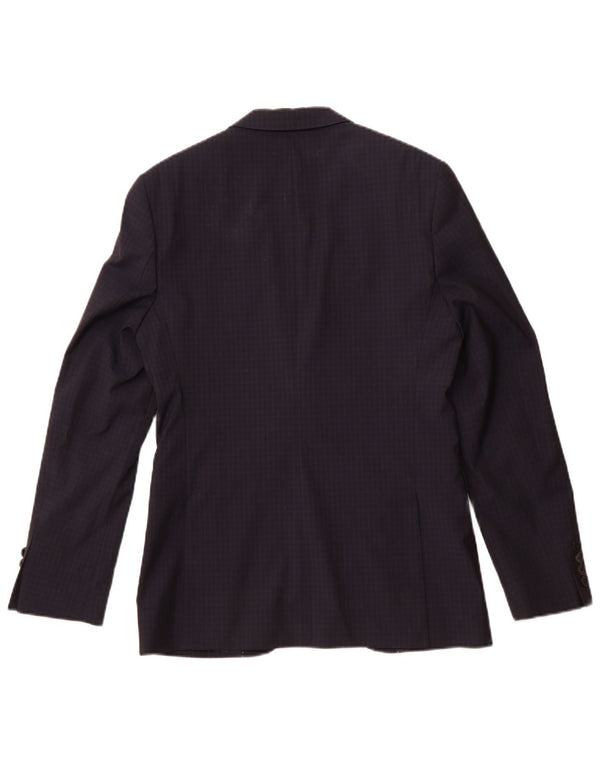 JAEGER Veste blazer à 2 boutons pour homme UK 36 Petite laine à carreaux bleu marine