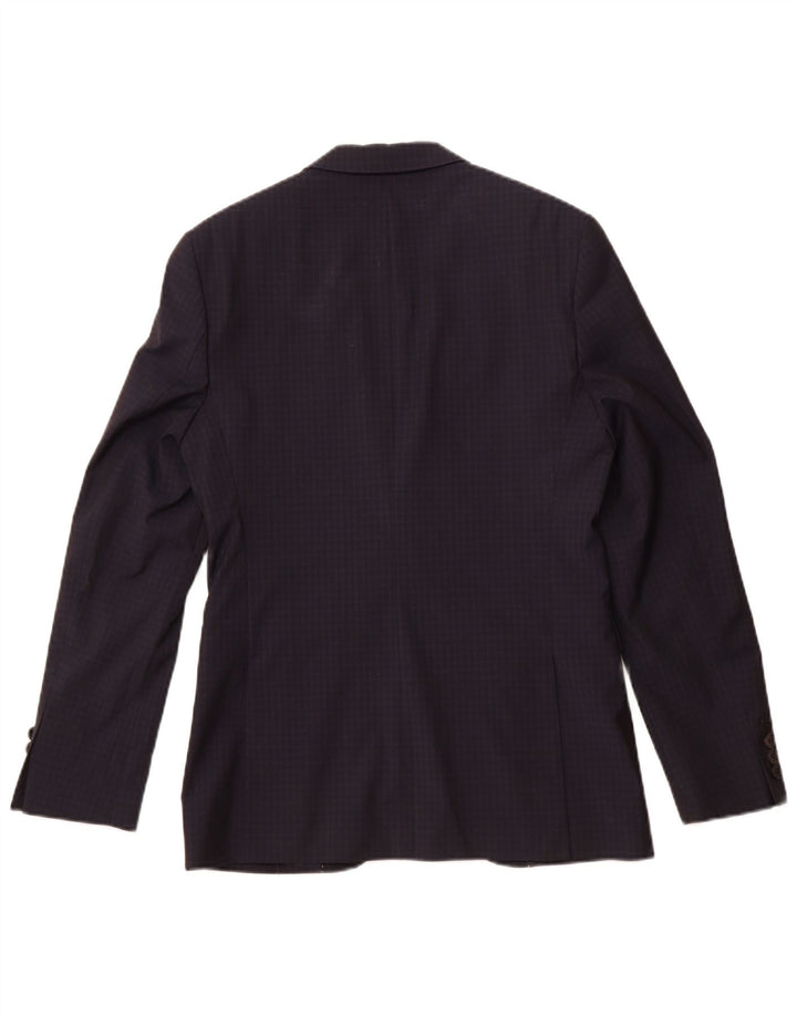 JAEGER Veste blazer à 2 boutons pour homme UK 36 Petite laine à carreaux bleu marine