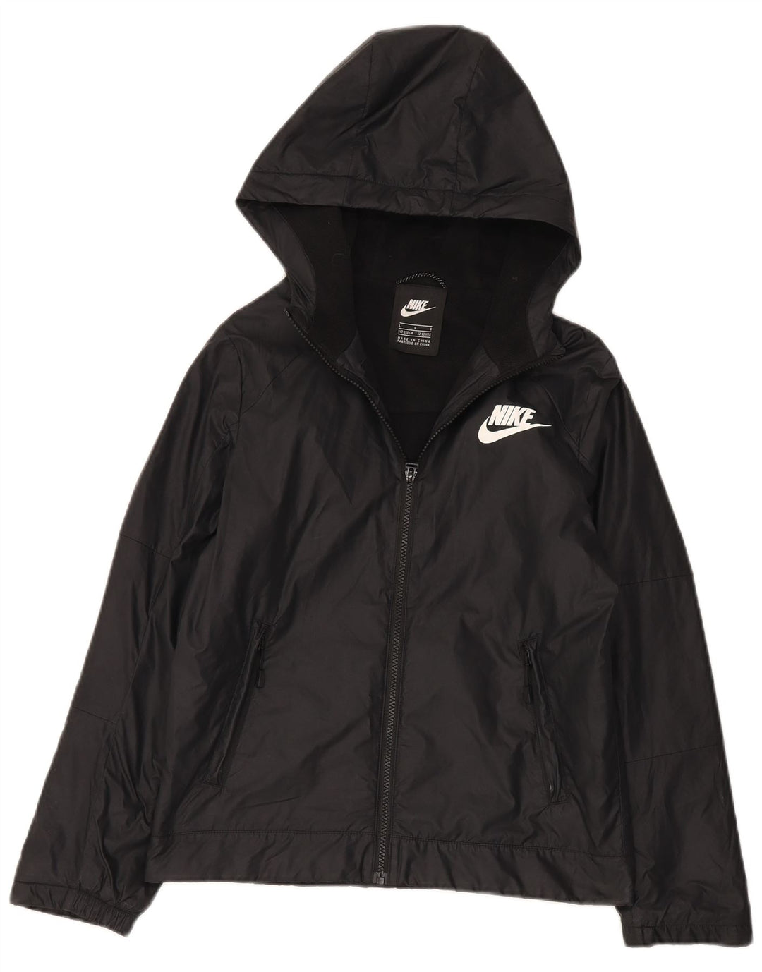 Nike Veste coupe-vent à capuche pour garçon 12-13 ans Large Noir Polyester