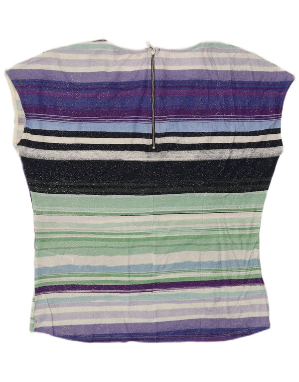 Desigual Femme Graphic Blouse Top UK 18 XL Multicolore Rayé
