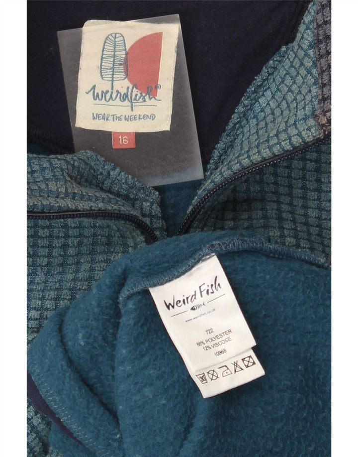 Weird Fish Pull polaire à col zippé pour femme UK 16 Large Bleu Polyester