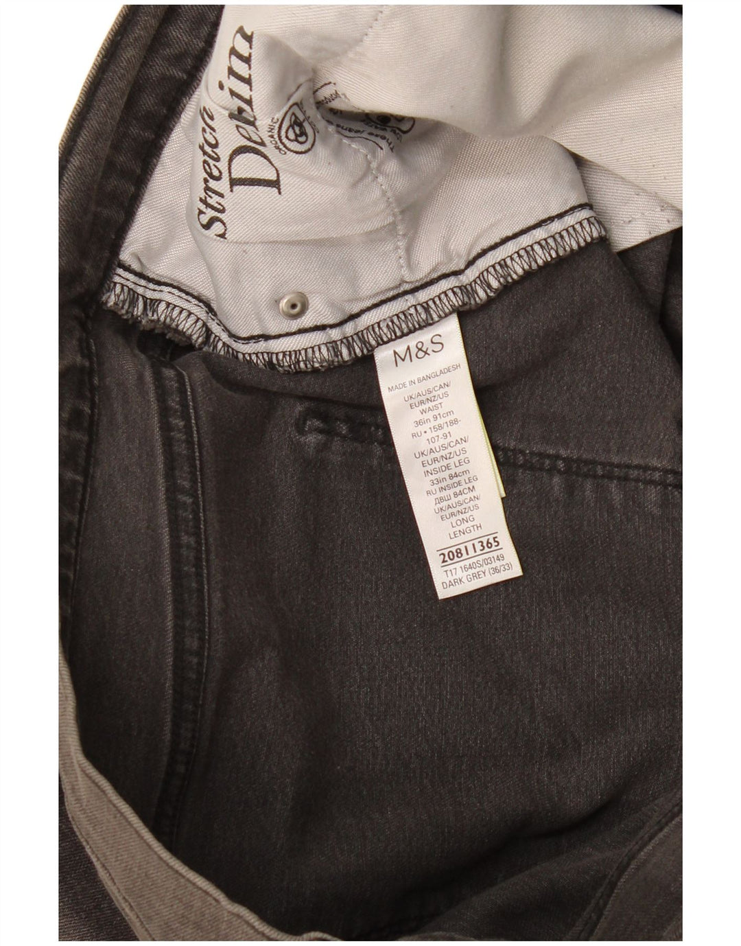 Marks & Spencer Jean Slim Homme W36 L33 Gris Coton