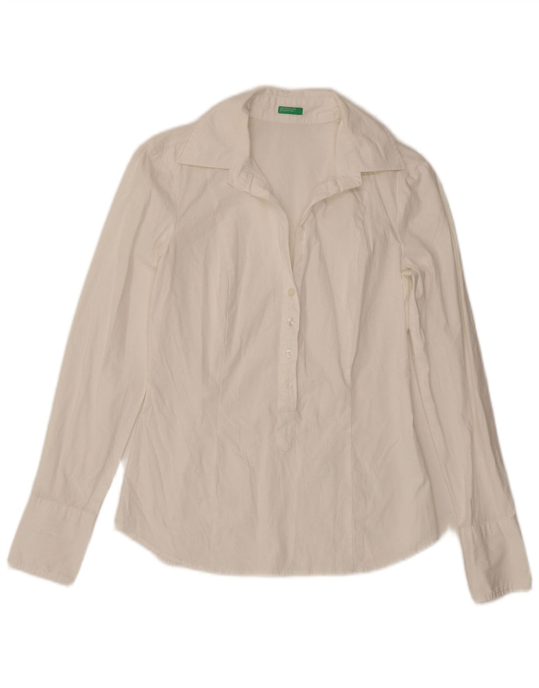 Benetton Chemise Pull Femme UK 10 Small Blanc