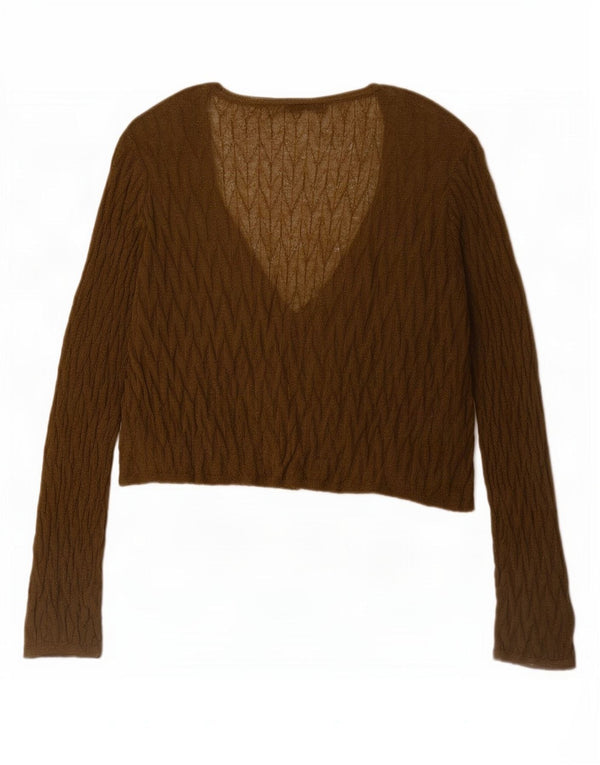 Zara Womens Crop Oversize Cardigan Top UK 10 Petit Kaki
