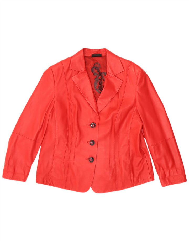 Gerry Weber Veste blazer en cuir à 3 boutons pour femme UK 20 2XL Cuir rouge