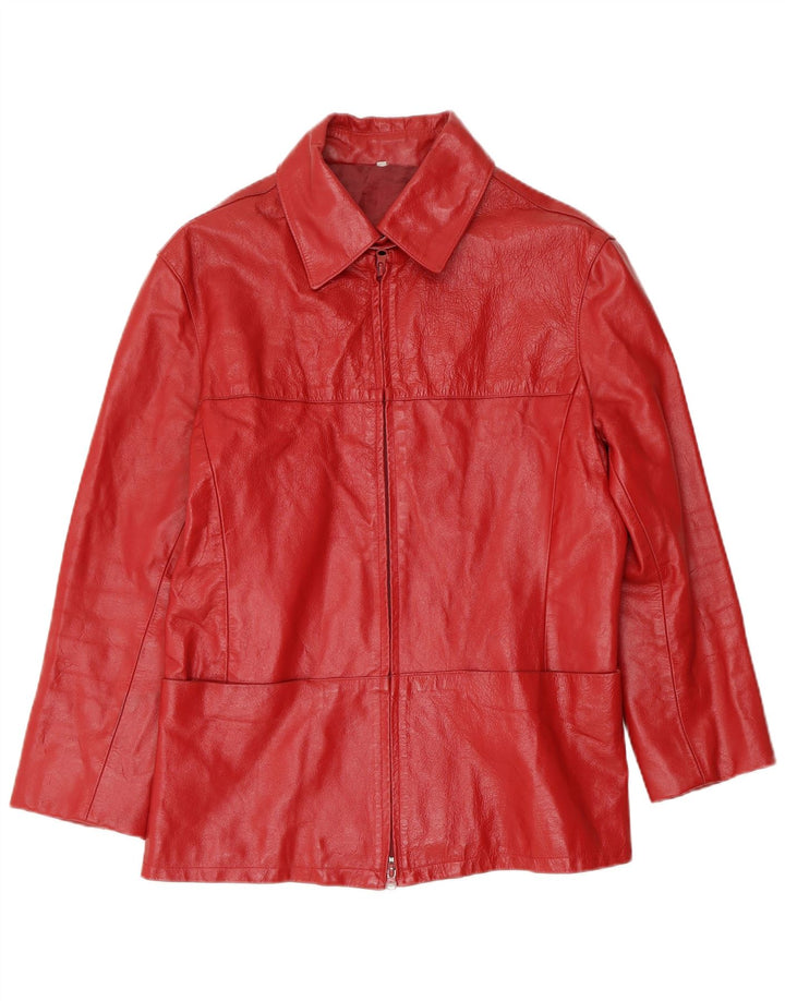 Veste en cuir femme vintage UK 14 Cuir rouge moyen