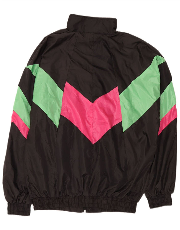 vintage Mens Survêtement Top Veste XL Noir Colourblock Polyester