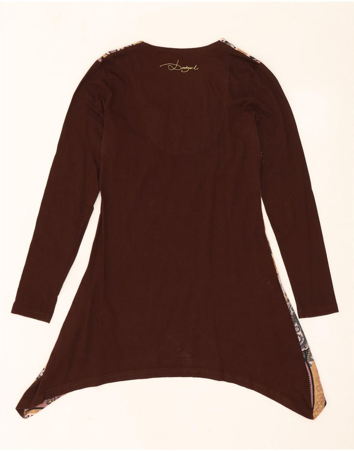 DESIGUAL Robe tunique asymétrique graphique pour femme UK 10 Petit marron floral