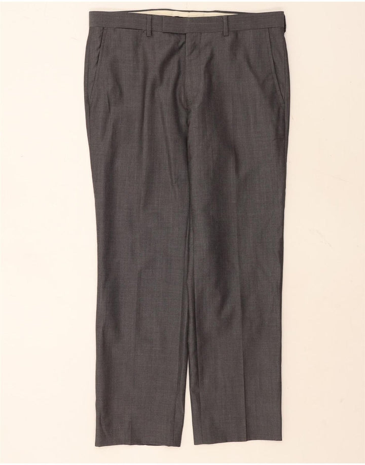 Marks & Spencer Pantalon de Costume Droit Homme W34 L29 Gris Laine