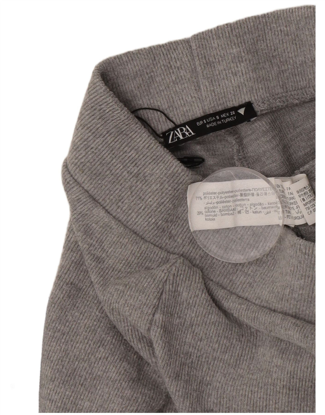 Zara Pantalon de survêtement pour femme UK 10 Small Gris Polyester