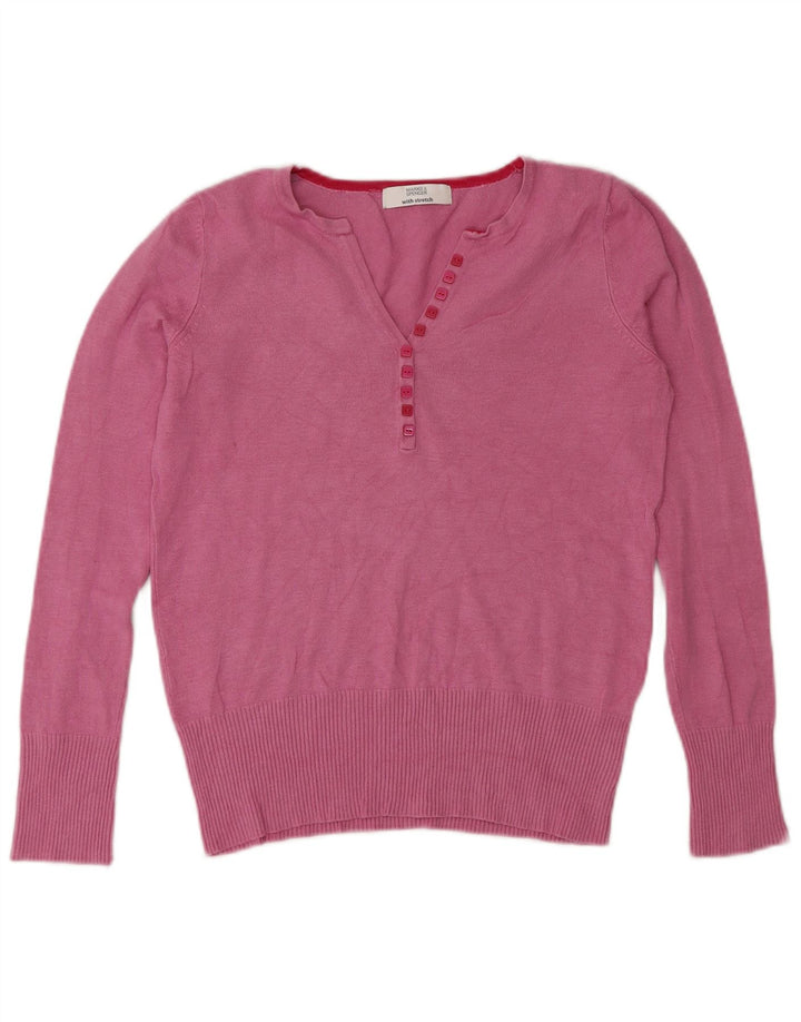 Marks & Spencer Pull col boutonné pour femme UK 8 Petite viscose rose