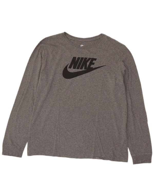 NIKE Haut graphique à manches longues pour homme Coupe athlétique XL Gris moucheté