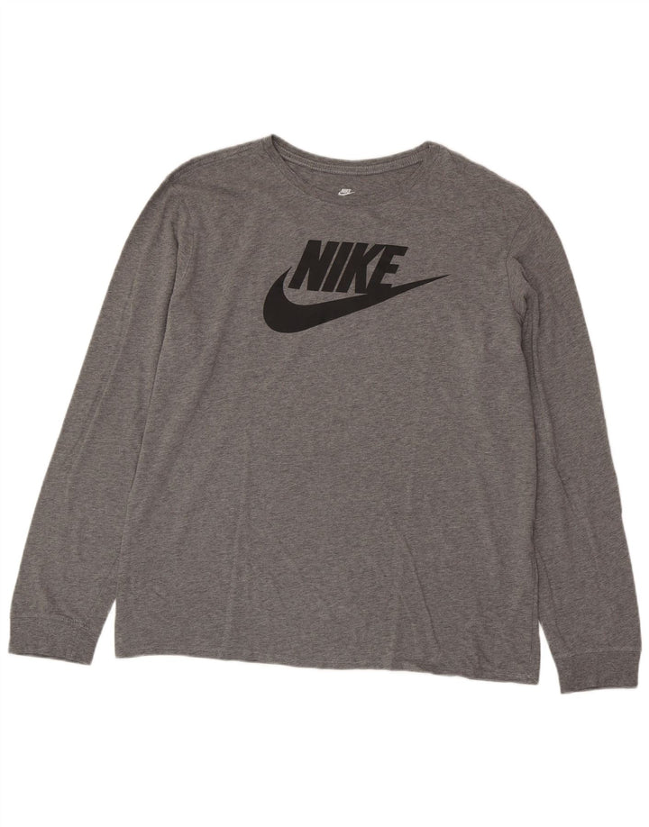 NIKE Haut graphique à manches longues pour homme Coupe athlétique XL Gris moucheté